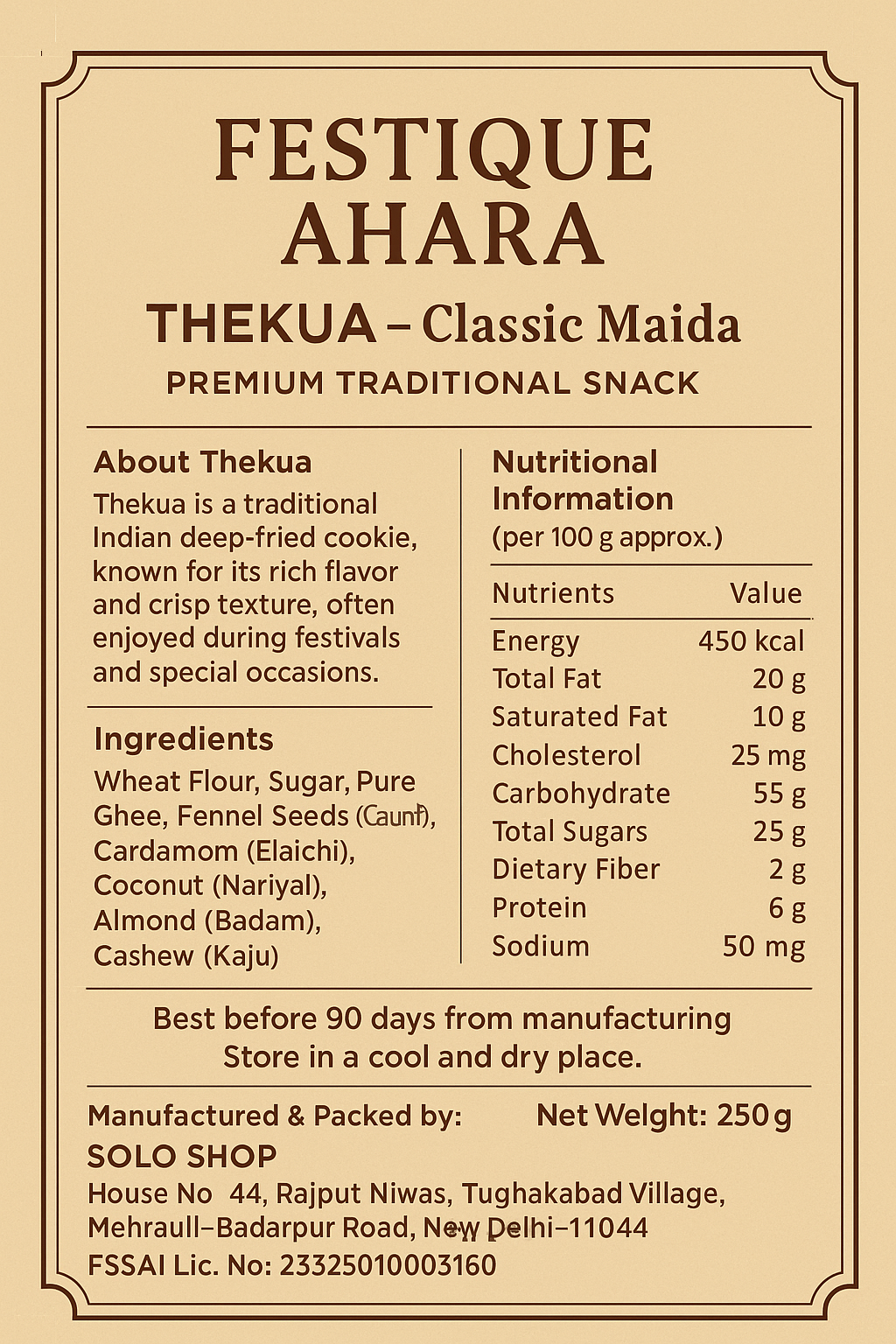 Festique Ahara Thekua – Classic Maida (Pack of 3 | 250g x 3)